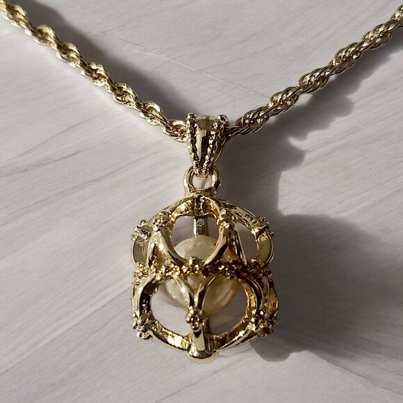 CHARTER CLUB Caged Pearl Necklace & Stud Earrings Set - Picture 3 of 5